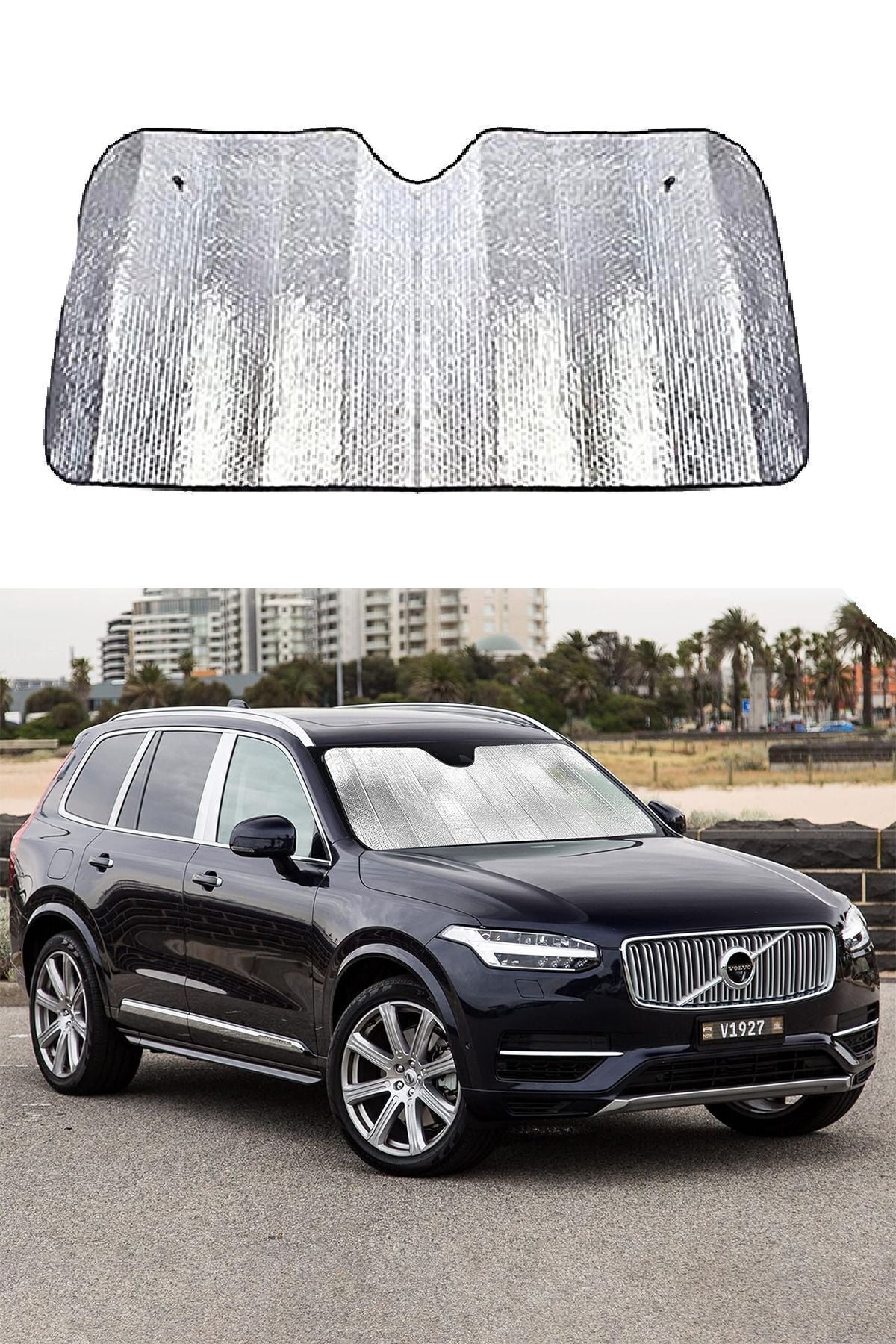 Oto Ön Cam Güneşliği Araç Ön Cam Perde Katlanabilir Vantuzlu Araba Ön Cam Güneşlik 130x60 Cm