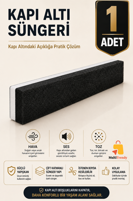 1 Adet Kapı Altı Rüzgar Önleyici 90 cm Yapışkanlı Isı Yalıtım Süngeri Soğuk Toz Ses Kesici Eşik Süngeri