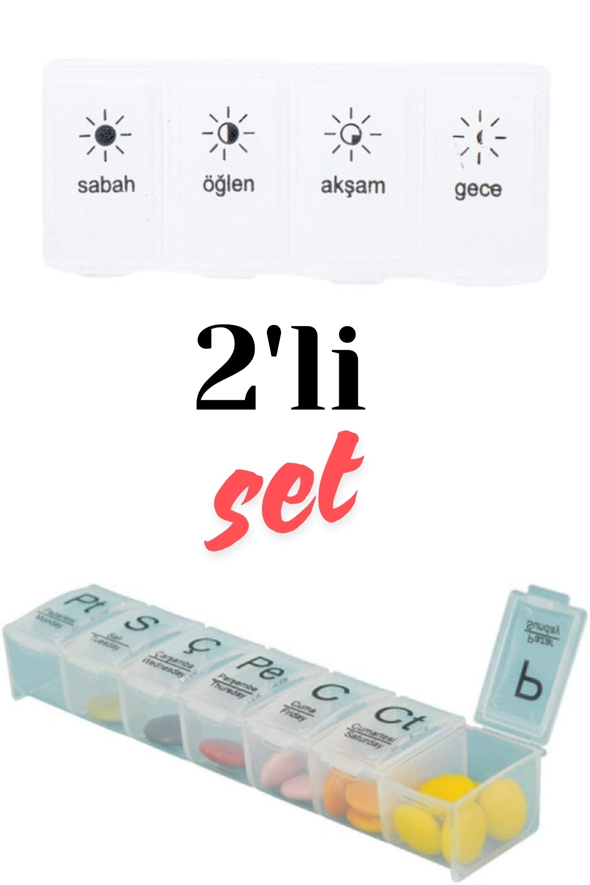 Günlük Ve Haftalık Ilaç Kutusu Seti Ilaç Kutusu Düzenleyici Hap Kutusu Ilaç Vitamin Saklama Kutusu