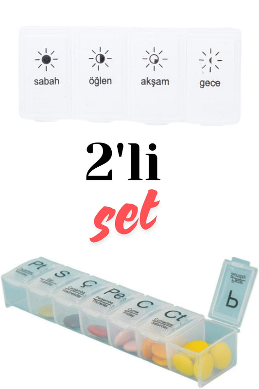 Günlük Ve Haftalık Ilaç Kutusu Seti Ilaç Kutusu Düzenleyici Hap Kutusu Ilaç Vitamin Saklama Kutusu