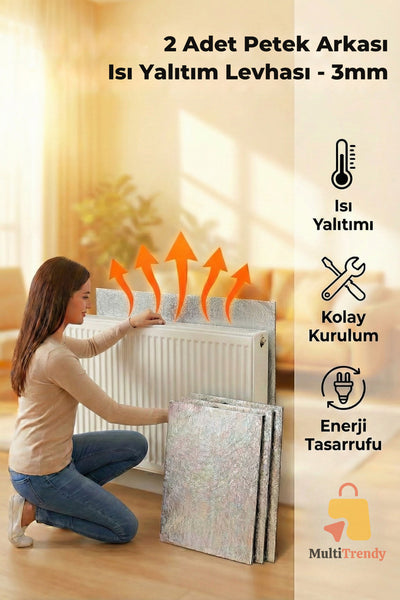 2 Adet Petek Arkası Izolasyon Kalorifer Radyatör Arkası Isı Yalıtım Levhası Radyatör Arkalığı