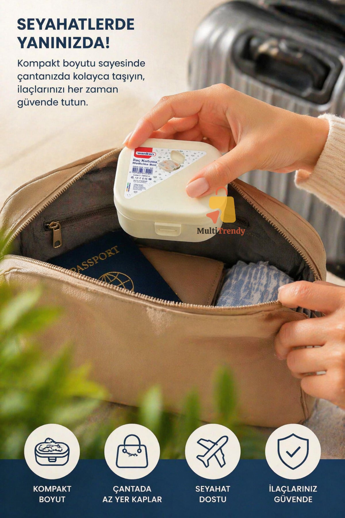 Haftalık İlaç Kutusu 7 Günlük Taşınabilir Hap Organizer Vitamin Kutusu