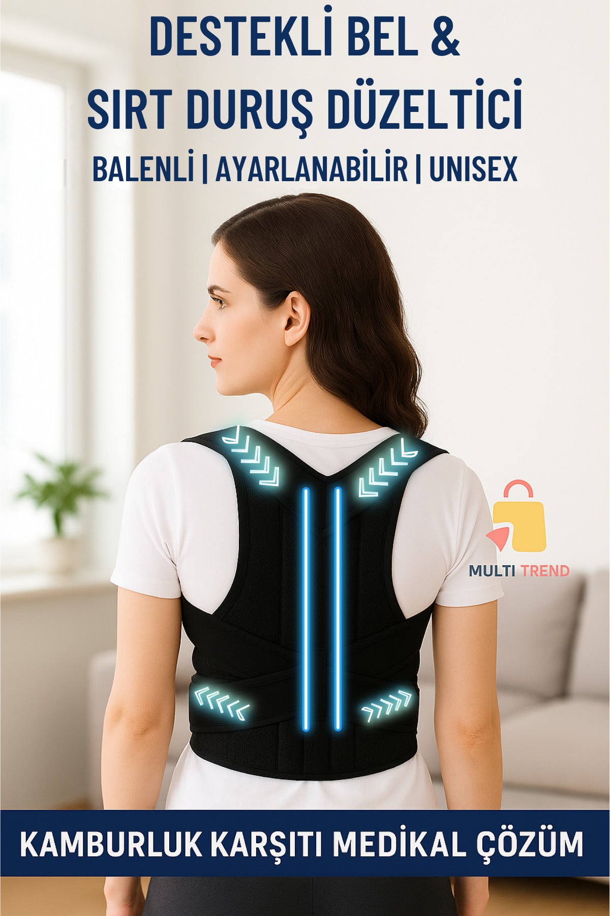 Dik Duruş Korsesi Kadın Erkek Sırt Korsesi Kamburluk Önleyici Dik Durma Korsesi