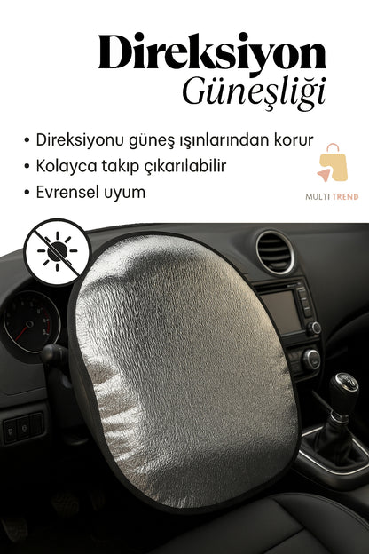 Direksiyon Güneşliği 50x50 cm Evrensel Uyumluluk – Araç İçi Güneş Koruyucu Örtü