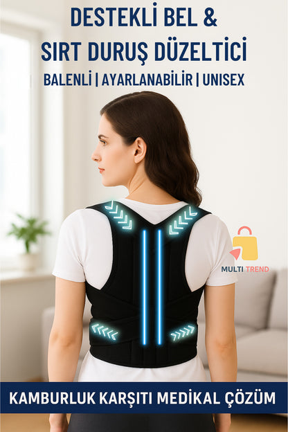 Medikal Dik Duruş Korsesi Çift Balenli Kadın Erkek Ortopedik Sırt Omuz Korsesi Kamburluk Skolyoz