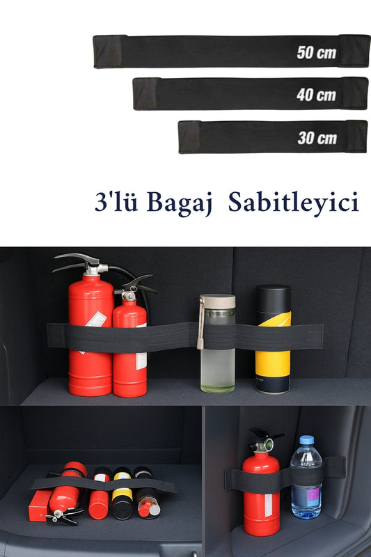 Araba Bagaj Sabitleyici 3'lü Set Elastik Oto Bagaj Toplayıcı Bagaj Lastiği Araç Bagaj Düzenleyici