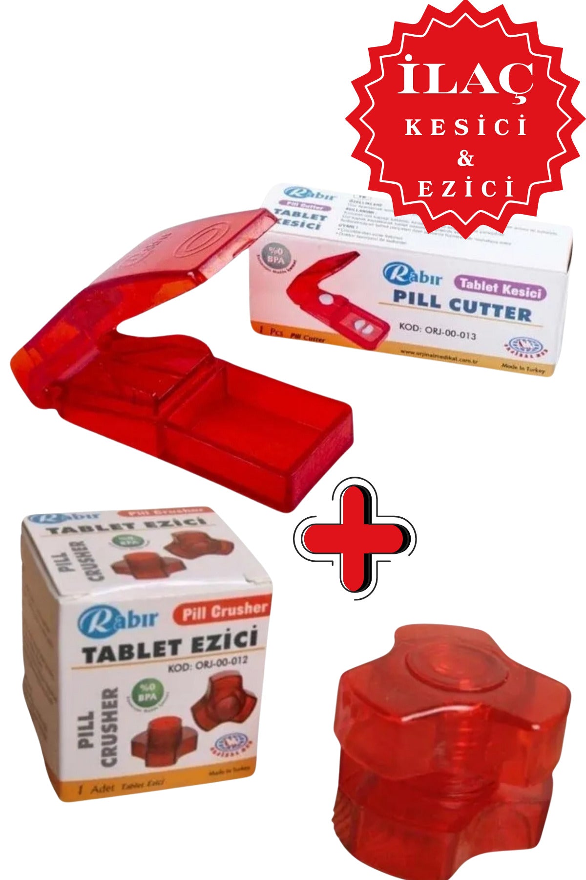 İlaç Hap Tablet Kesici ve İlaç Hap Tablet Ezici Aparat | Taşınabilir 2’li Set