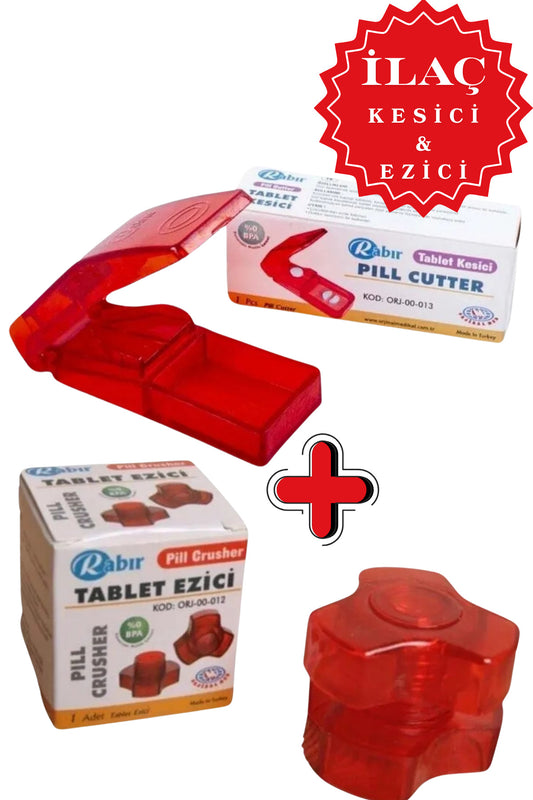 İlaç Hap Tablet Kesici ve İlaç Hap Tablet Ezici Aparat | Taşınabilir 2’li Set