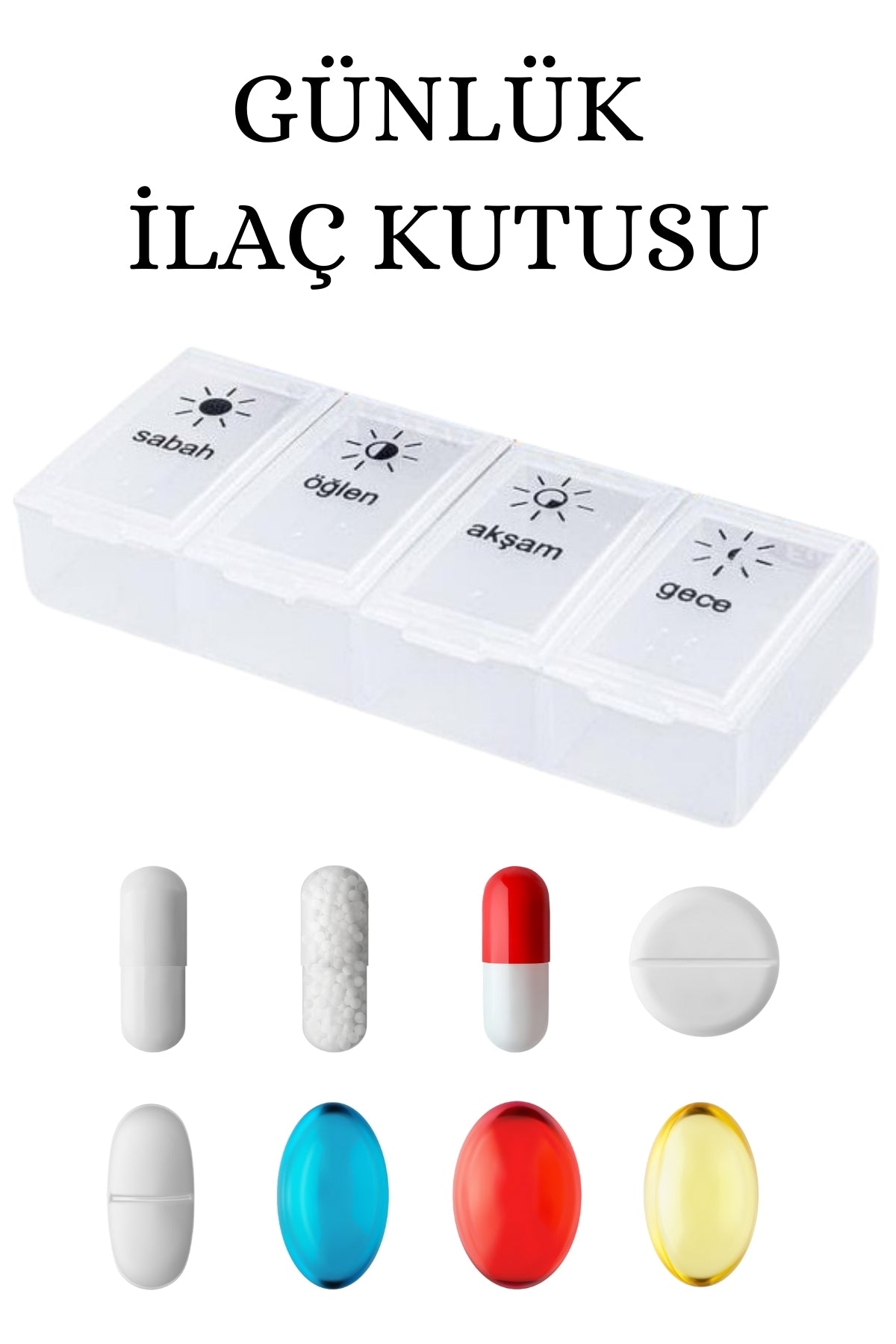 1 Adet Günlük Ilaç Kutusu Hap Kutusu Düzenleyici Günlük Ilaç Vitamin Saklama Kutusu