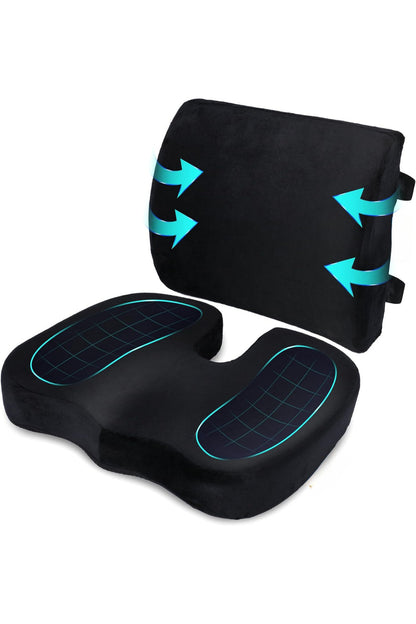 Visco Bel Destek Minderi ve Cocix Oturma Minderi 2'li Set | Visko Ortopedik Ergonomik Memory Foam