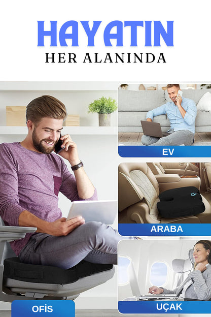 Visco Cocix Oturma Minderi Visko Ortopedik Bel Kuyruk Sokumu Minderi Koltuk Minderi