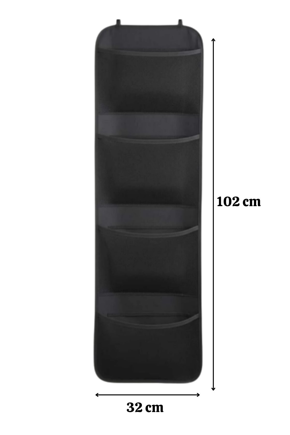 Siyah Kapı Arkası Organizer Hurç 4 Cepli Asılabilir Dolap İçi Düzenleyici 32x102 cm
