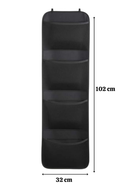 Siyah Kapı Arkası Organizer Hurç 4 Cepli Asılabilir Dolap İçi Düzenleyici 32x102 cm