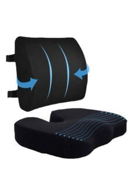 Visco Cocix Oturma Minderi Sandalye Yastığı Ve Bel Sırt Destek Minderi 2'li Set