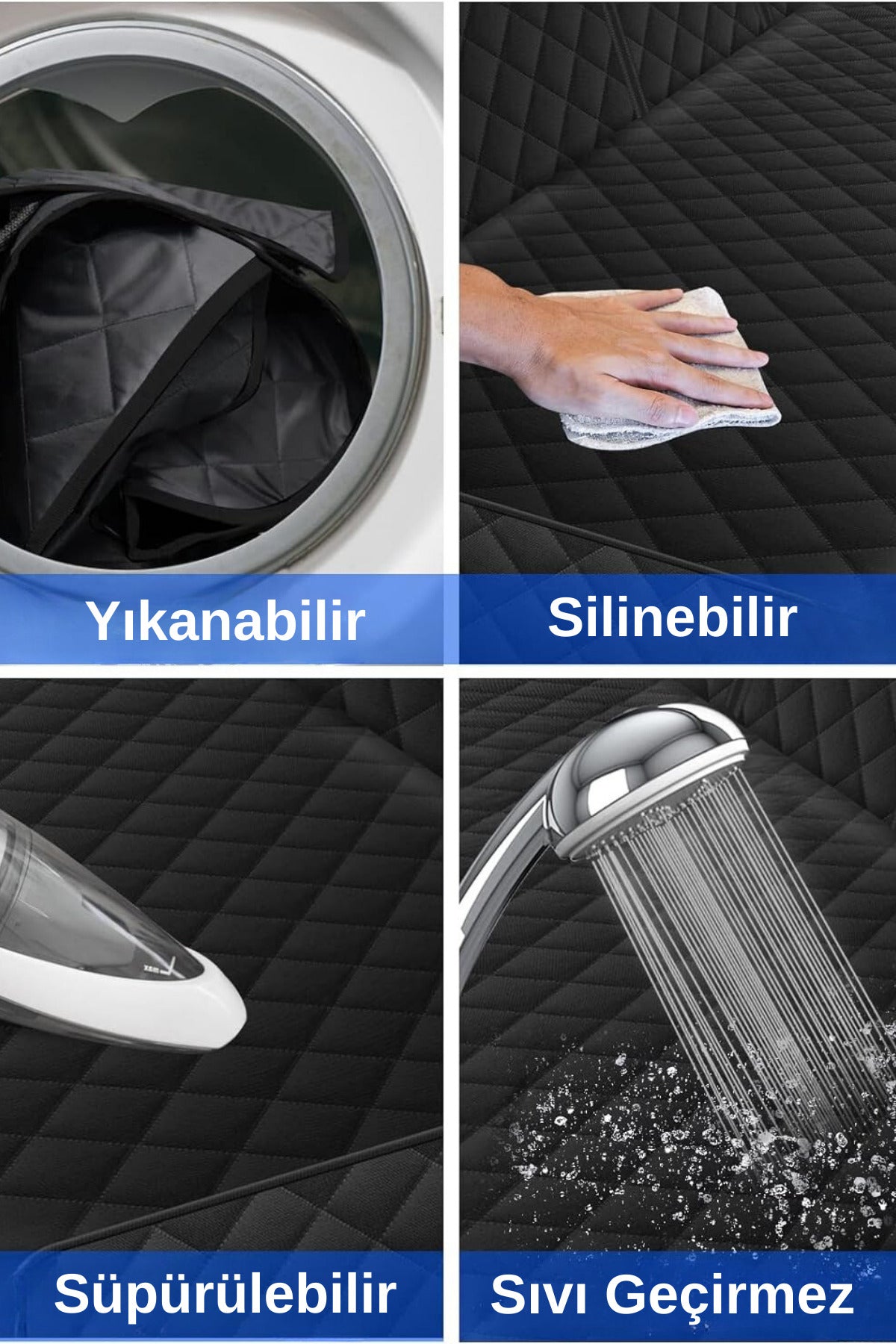 Oto Koltuk Örtüsü 3'lü Set | Araba Ön ve Arka Koltuk Koruyucu Kılıf | Kedi Köpek Çocuk Araç Örtüsü
