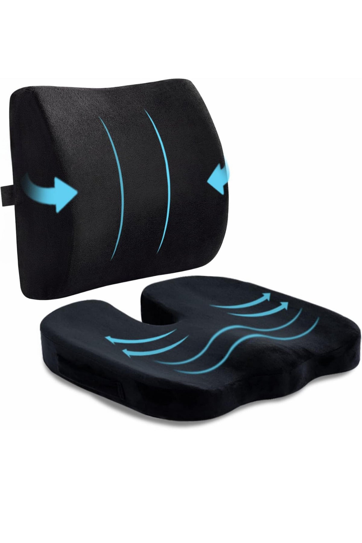Visco Bel Destek Minderi ve Cocix Oturma Minderi 2'li Set | Visko Ortopedik Ergonomik Memory Foam