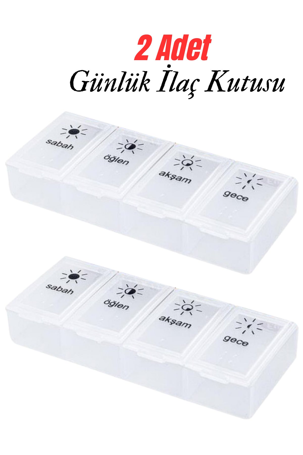 2 Adet Günlük İlaç Kutusu Hap Kutusu Düzenleyici Günlük İlaç Vitamin Saklama Kutusu