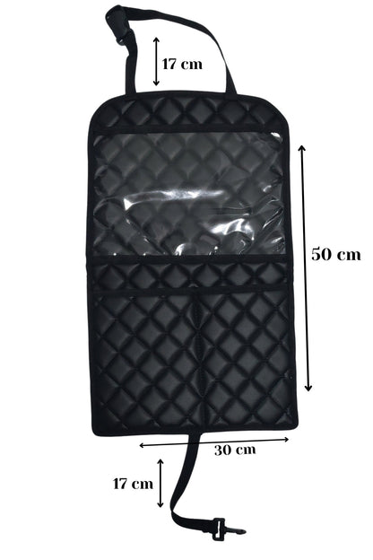 2 Adet Siyah Deri Kapitone Araba Koltuk Arkası Organizeri Tablet Tutucu Organizer Ipad Tablet Tutucu