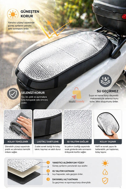 Motosiklet Scooter Sele Güneşlik Kılıfı Isı Yansıtıcı Motorsiklet Güneşliği Su Geçirmez Koltuk Örtüsü Sele Pedi