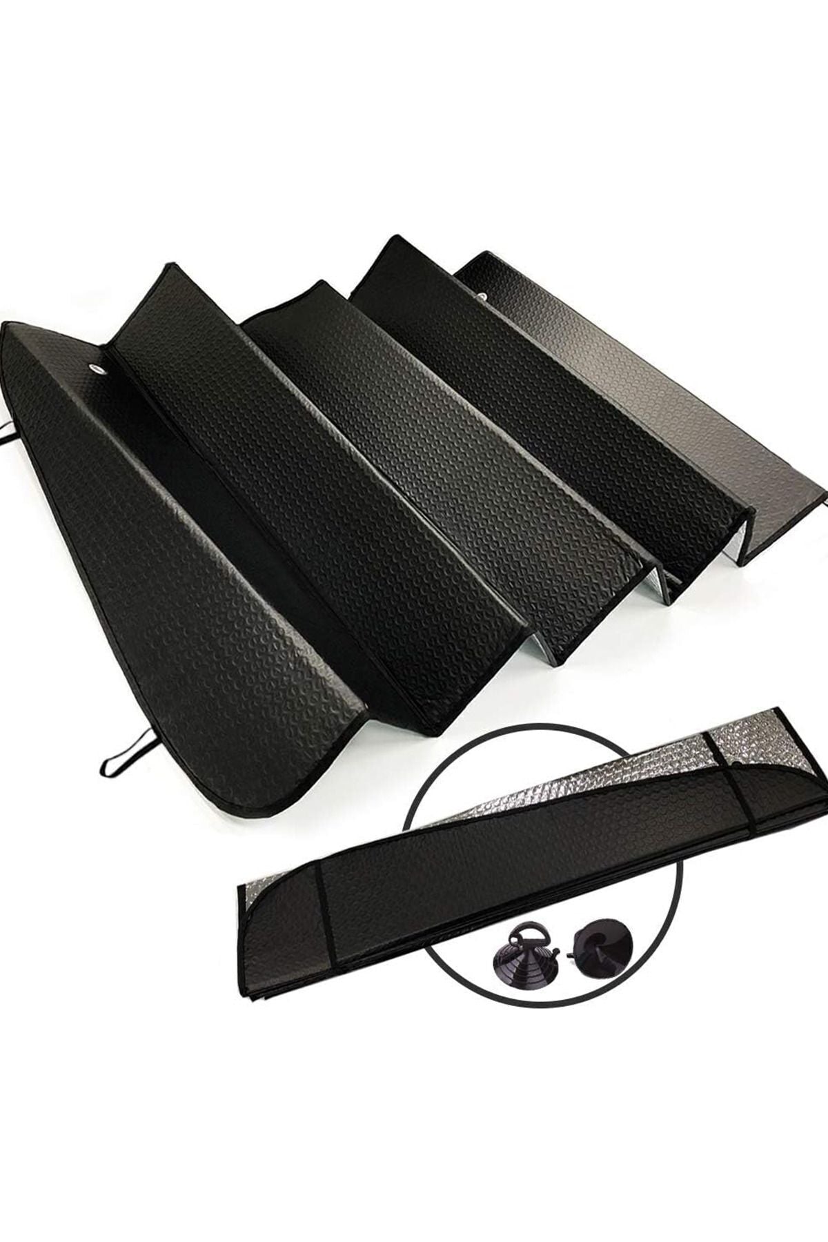 Oto Ön Cam Güneşliği Araç Ön Cam Perde Katlanabilir Vantuzlu Araba Ön Cam Güneşlik 130x60 Cm