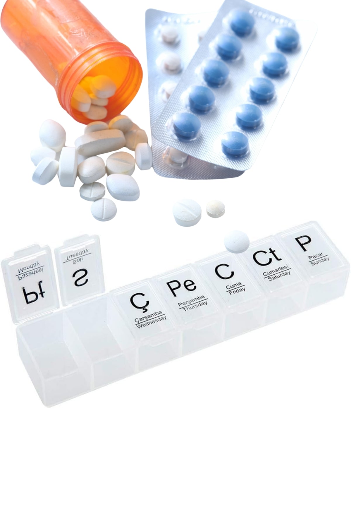 2 Adet Haftalık Ilaç Kutusu Hap Kutusu Düzenleyici Haftalık Ilaç Vitamin Saklama Kabı