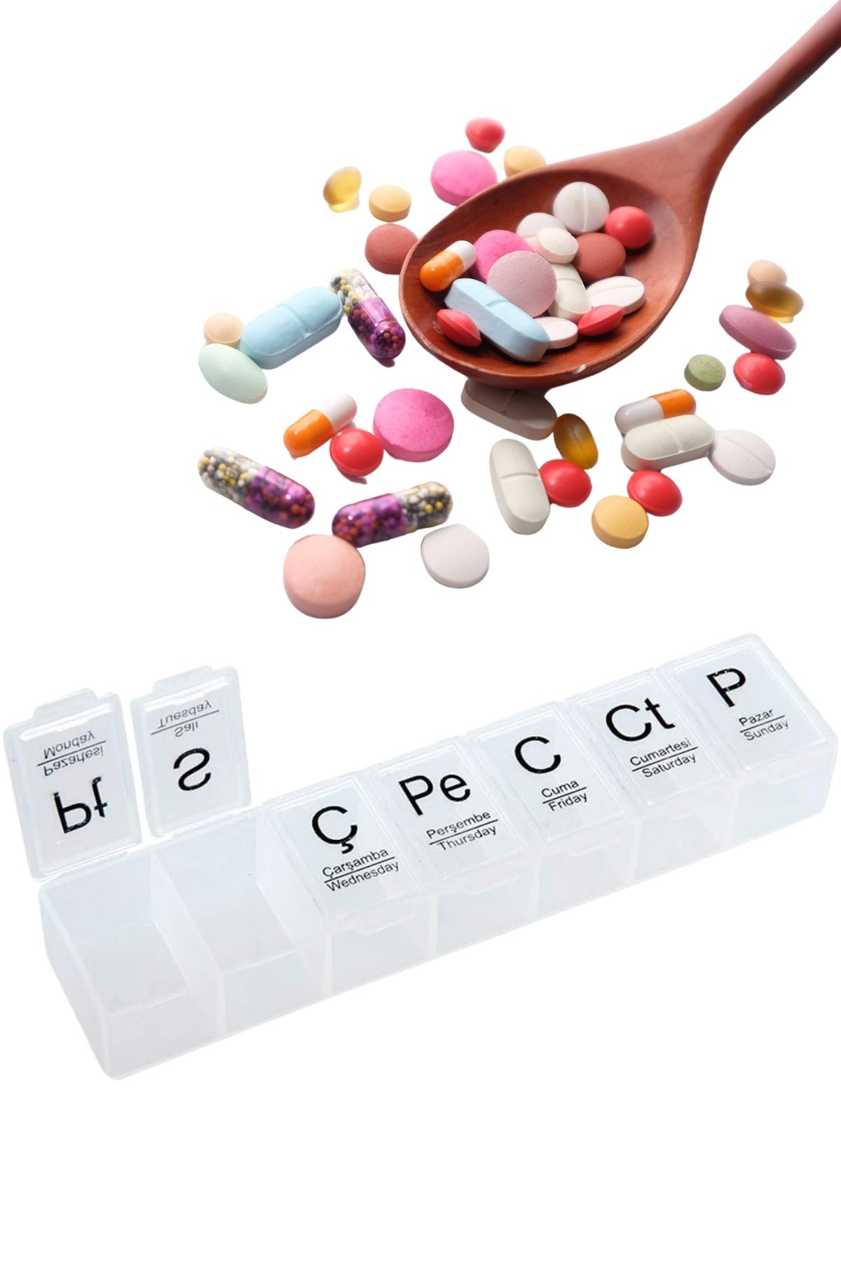 2 Adet Haftalık Ilaç Kutusu Hap Kutusu Düzenleyici Haftalık Ilaç Vitamin Saklama Kabı