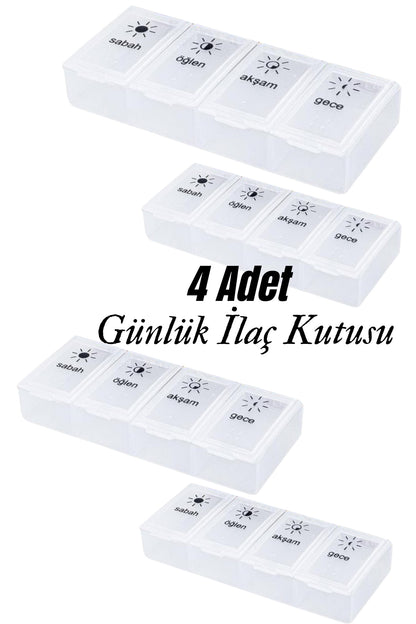 4 Adet Günlük İlaç Kutusu Hap Kutusu Düzenleyici Günlük İlaç Vitamin Saklama Kutusu
