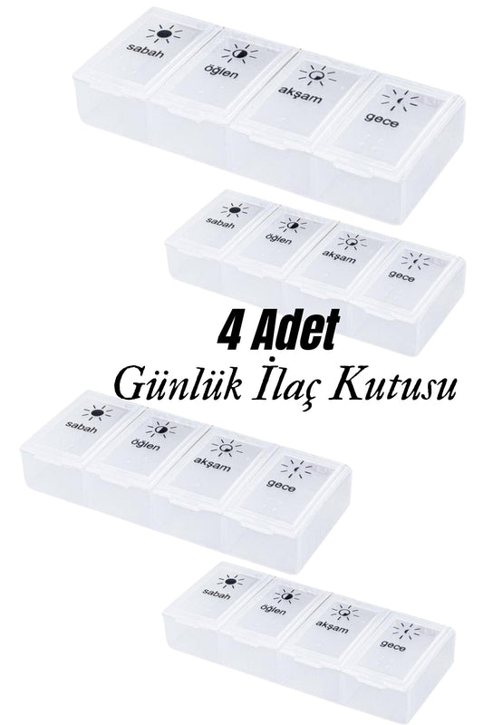 4 Adet Günlük İlaç Kutusu Hap Kutusu Düzenleyici Günlük İlaç Vitamin Saklama Kutusu