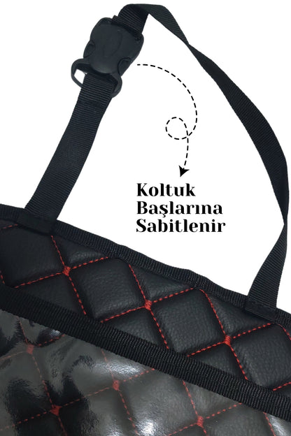 Kırmızı Siyah Deri Araba Koltuk Arkası Organizer Araç Koltuk Organizeri Tablet Tutucu Düzenleyici