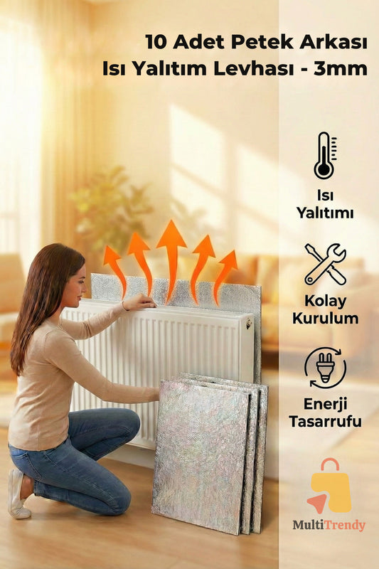 10 Adet Petek Arkası Izolasyon Kalorifer Radyatör Arkası Isı Yalıtım Levhası Radyatör Arkalığı