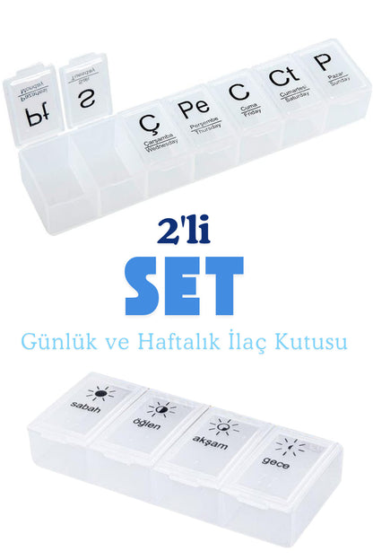 Günlük Ve Haftalık İlaç Kutusu Seti İlaç Kutusu Düzenleyici Hap Kutusu İlaç Vitamin Saklama Kutusu