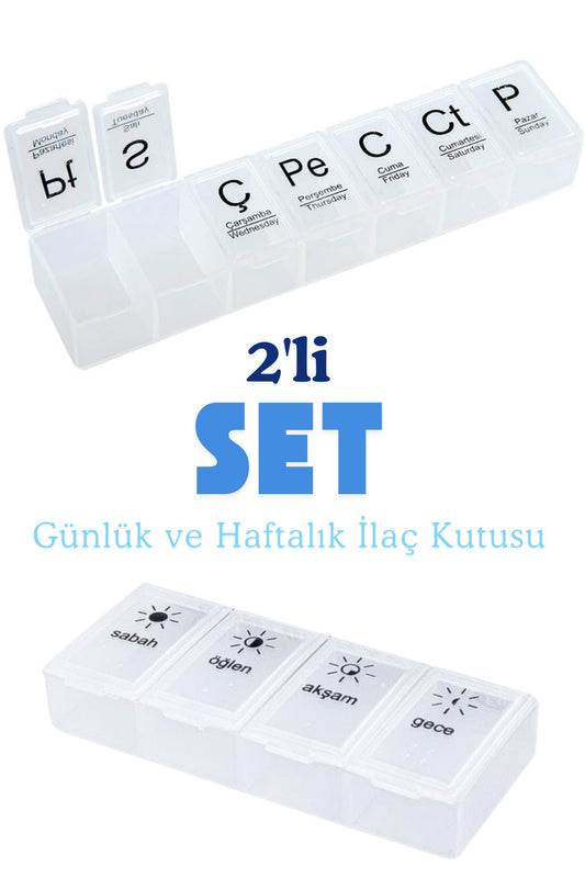 Günlük Ve Haftalık İlaç Kutusu Seti İlaç Kutusu Düzenleyici Hap Kutusu İlaç Vitamin Saklama Kutusu