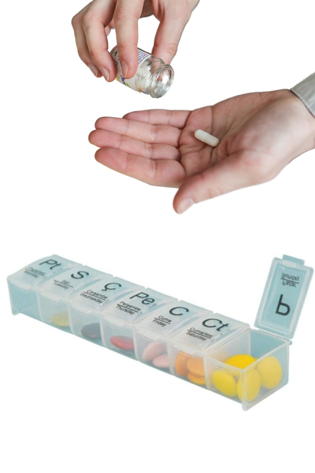 1 Adet Haftalık Ilaç Kutusu 7 Günlük Hap Kutusu Düzenleyici Haftalık Ilaç Vitamin Saklama Kutusu