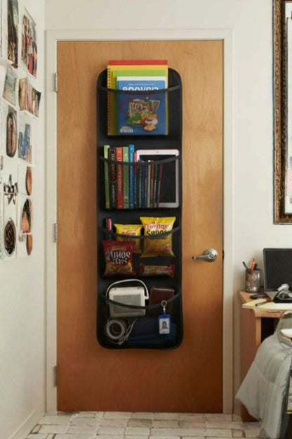 Siyah Kapı Arkası Organizer Hurç 4 Cepli Asılabilir Dolap İçi Düzenleyici 32x102 cm