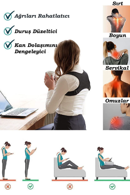 Dik Duruş Korsesi Sırt Korsesi Kadın Erkek Kamburluk Önleyici Ayarlanabilir Korse