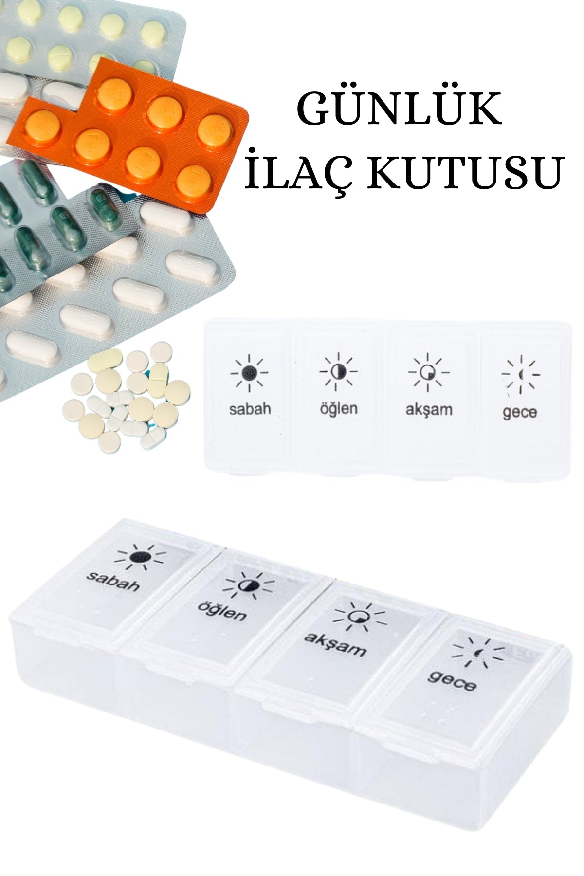 1 Adet Günlük Ilaç Kutusu Hap Kutusu Düzenleyici Günlük Ilaç Vitamin Saklama Kutusu