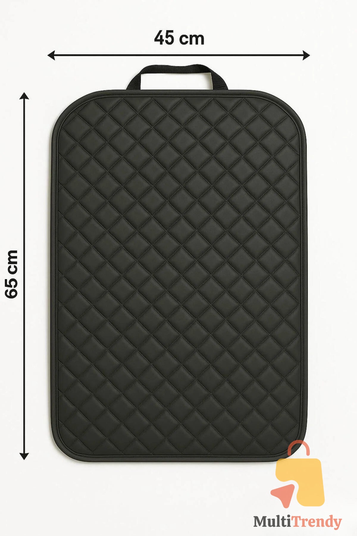 Araç Koltuk Arkası Koruma Kılıfı Premium Siyah Deri Kapitone Oto Koltuk Arkası Koruyucu 45x65 cm