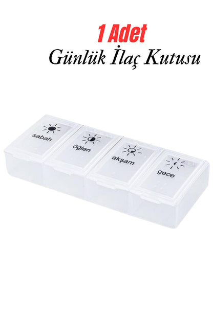 Günlük 4 Bölmeli Hap Kutusu ve İlaç Kesme Aparatı | 2’li Set Pratik İlaç Düzenleyici