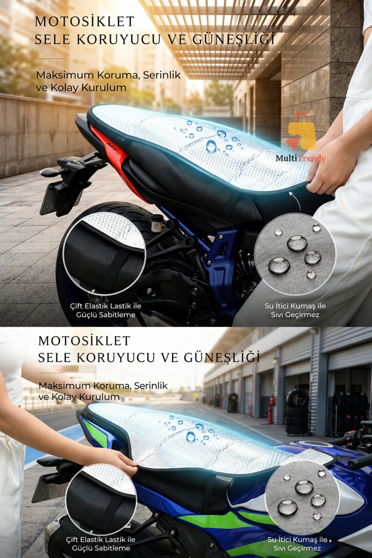 Motosiklet Scooter Sele Güneşlik Kılıfı Isı Yansıtıcı Motorsiklet Güneşliği Su Geçirmez Koltuk Örtüsü Sele Pedi