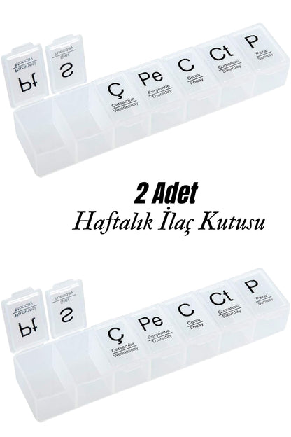 2 Adet Haftalık İlaç Kutusu Hap Kutusu Düzenleyici Haftalık İlaç Vitamin Saklama Kabı