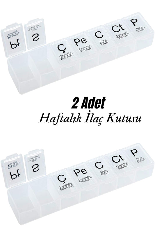 2 Adet Haftalık İlaç Kutusu Hap Kutusu Düzenleyici Haftalık İlaç Vitamin Saklama Kabı