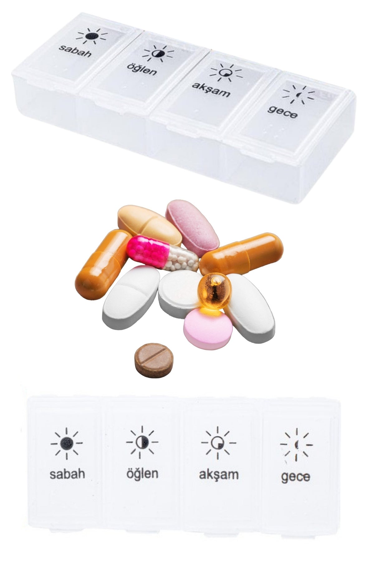 4 Adet Günlük İlaç Kutusu Hap Kutusu Düzenleyici Günlük İlaç Vitamin Saklama Kutusu