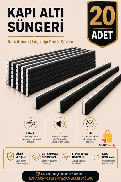 20 Adet Kapı Altı Rüzgar Önleyici 90 cm Yapışkanlı Isı Yalıtım Süngeri Soğuk Toz Ses Kesici Eşik Süngeri