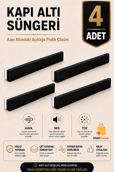 4 Adet Kapı Altı Rüzgar Önleyici 90 cm Yapışkanlı Isı Yalıtım Süngeri Soğuk Toz Ses Kesici Eşik Süngeri