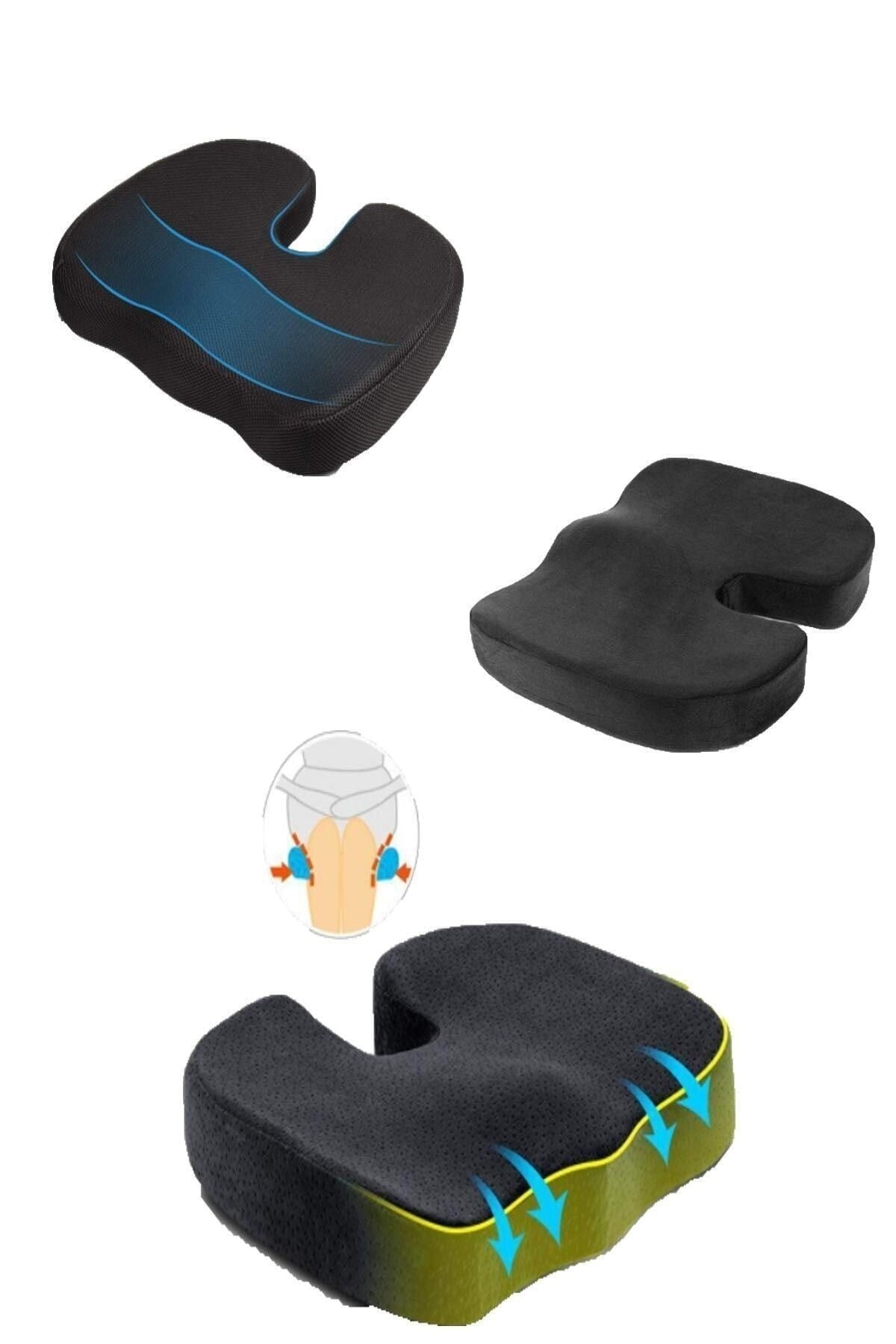 Visco Cocix Oturma Minderi Sandalye Yastığı Ve Bel Sırt Destek Minderi 2'li Set
