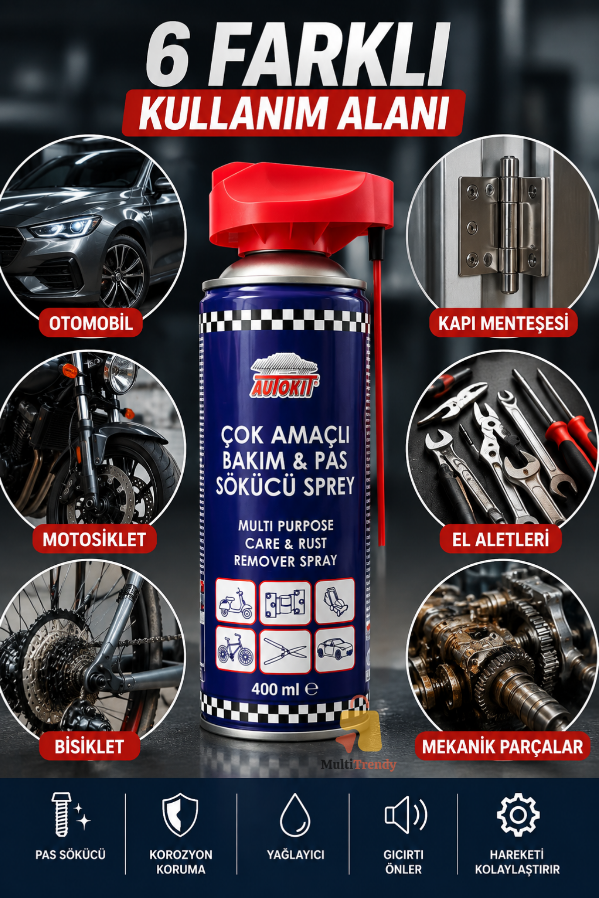 Çok Amaçlı Bakım ve Pas Sökücü Sprey 400 ml Kobra Başlıklı Yağlayıcı Koruyucu Sprey
