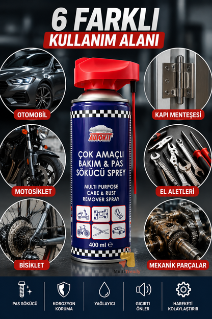 Çok Amaçlı Bakım ve Pas Sökücü Sprey 400 ml Kobra Başlıklı Yağlayıcı Koruyucu Sprey