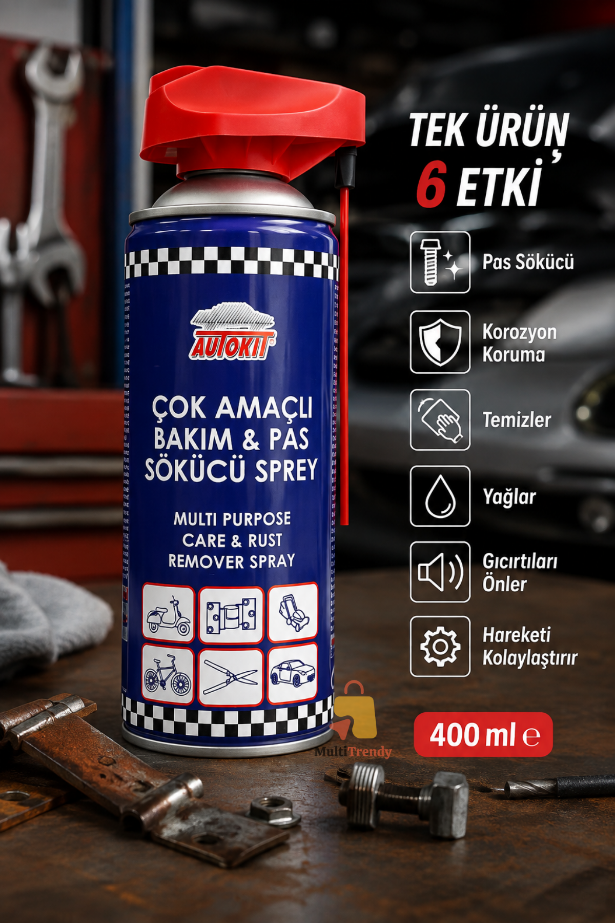 Çok Amaçlı Bakım ve Pas Sökücü Sprey 400 ml Kobra Başlıklı Yağlayıcı Koruyucu Sprey