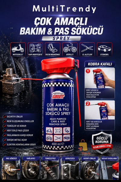 Çok Amaçlı Bakım ve Pas Sökücü Sprey 400 ml Kobra Başlıklı Yağlayıcı Koruyucu Sprey