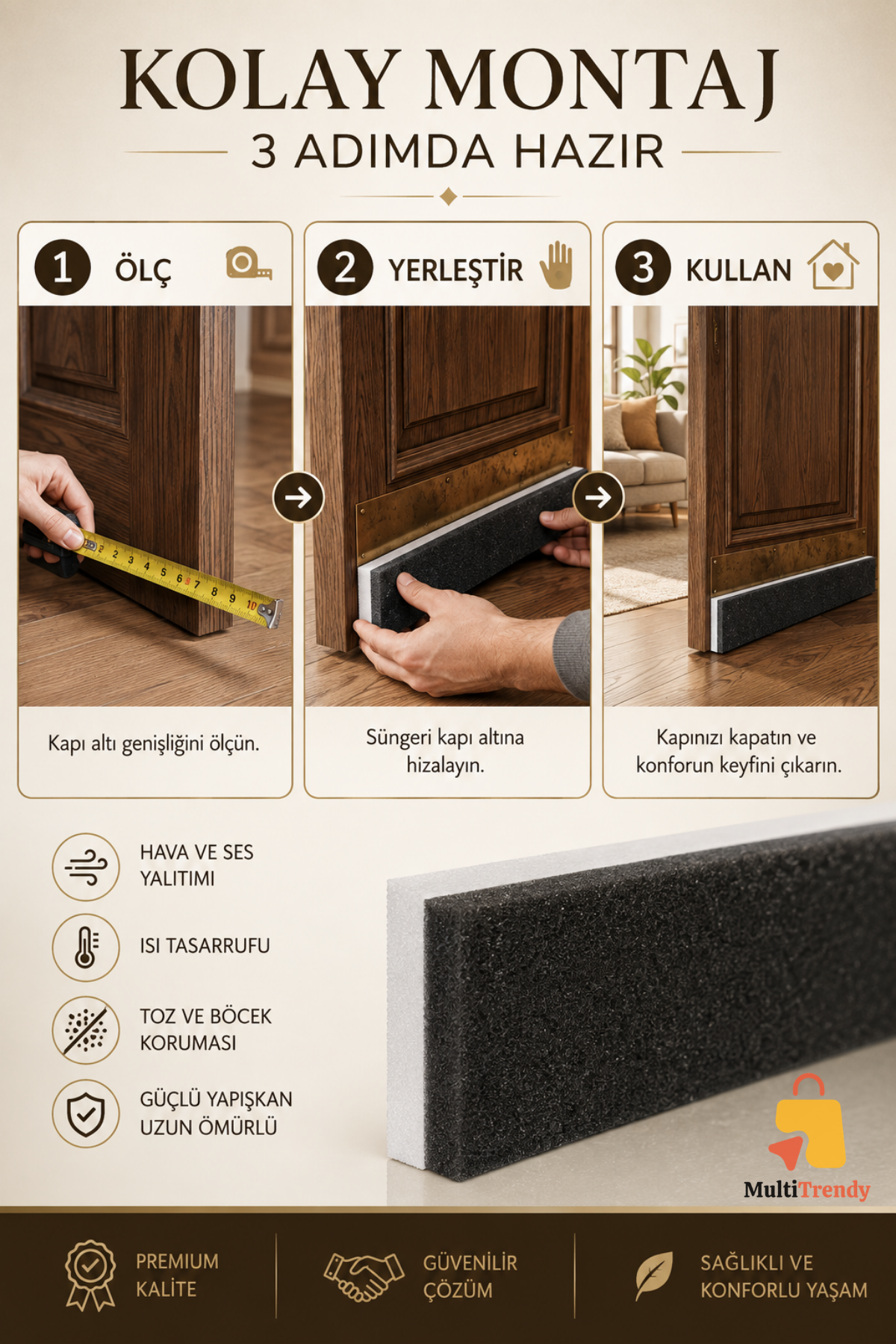 1 Adet Kapı Altı Rüzgar Önleyici 90 cm Yapışkanlı Isı Yalıtım Süngeri Soğuk Toz Ses Kesici Eşik Süngeri
